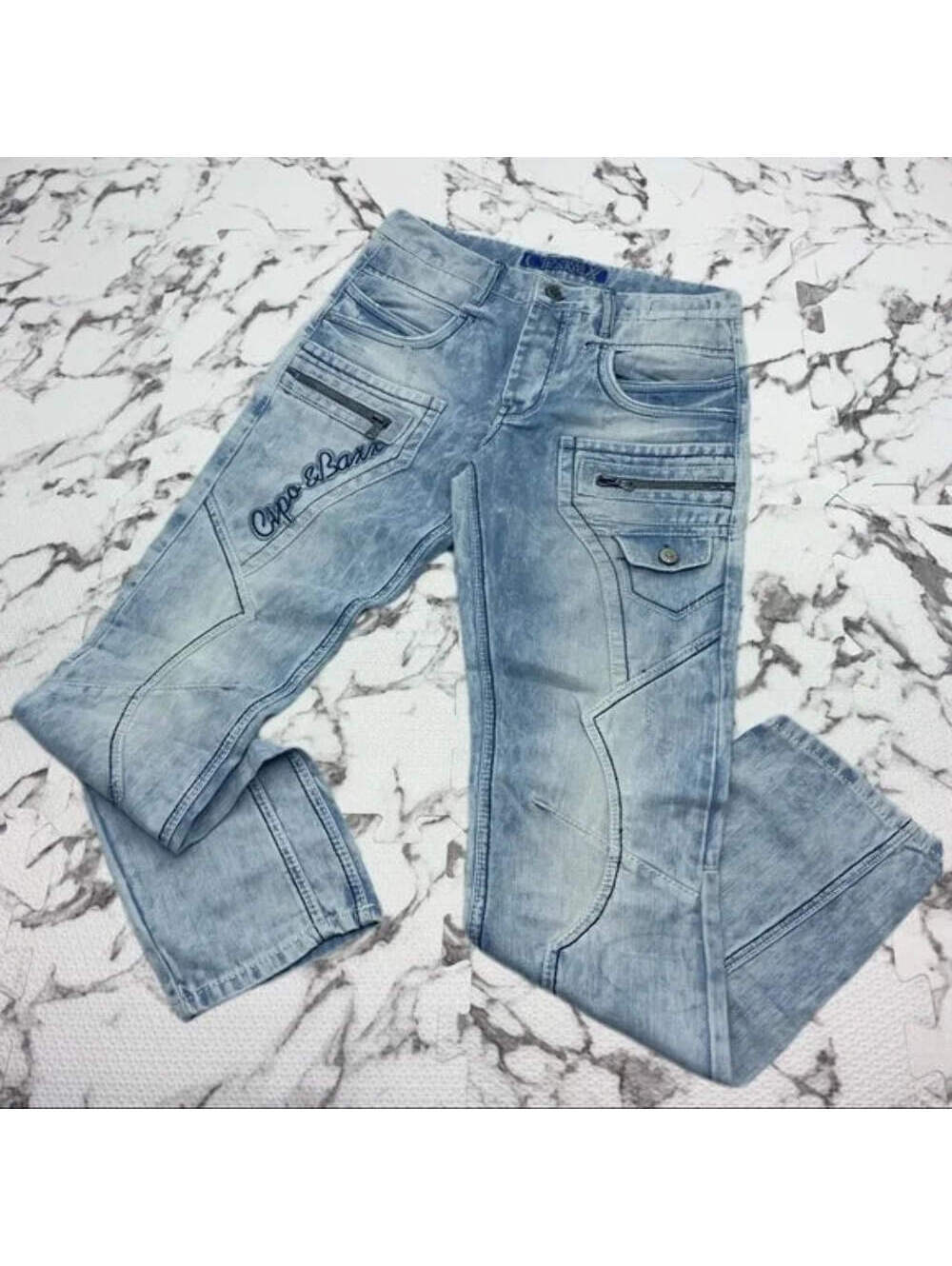 Men's Cipo & Baxx CB-FLAW Bleached Sandblast Denim Pants NWT
